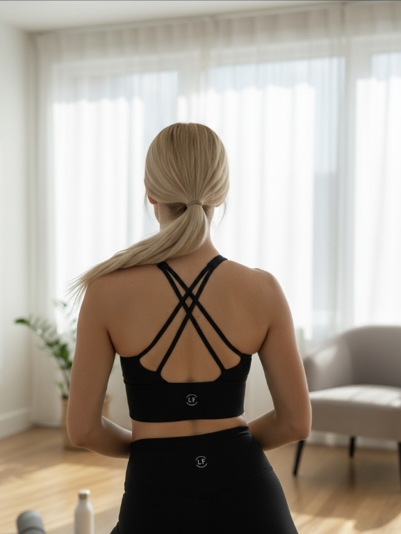lf clothing lace black colour fitness bra top