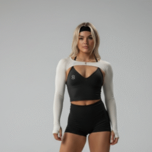 women in grey LF Halter top with matching shorts