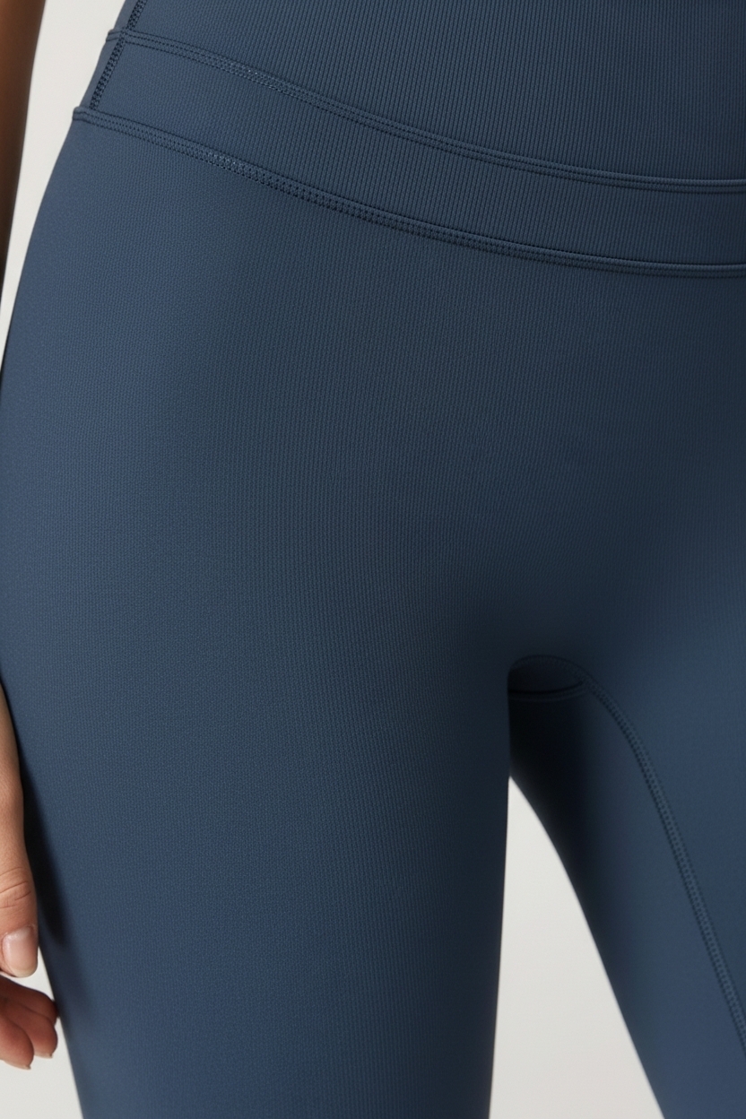 close up of navy velocity trousers